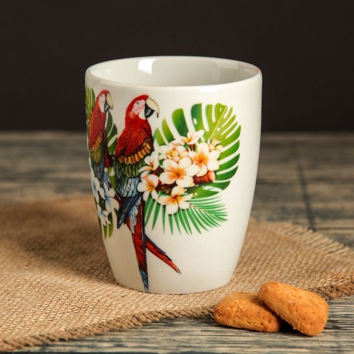 Кружка 400 мл "Прованс", попугаи, деколь, микс
