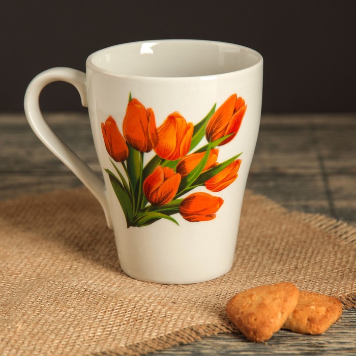 Кружка 350 мл "Бархан", цветы, деколь, микс