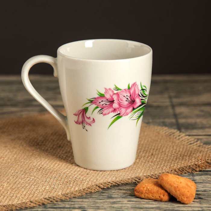 Кружка 350 мл "Бархан", гладиолус, деколь