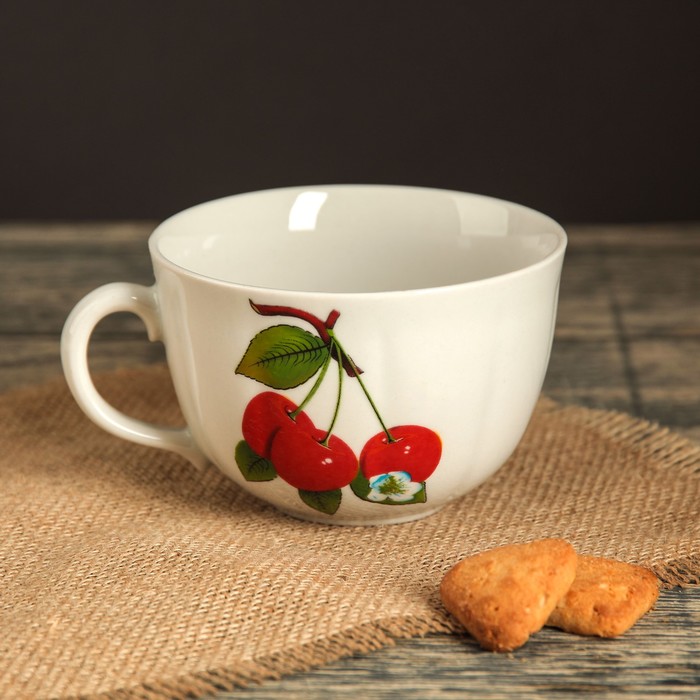 Кружка 400 мл "Ландыш", вишня, деколь