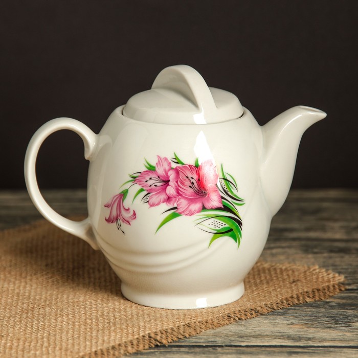 Чайник заварочный 0,6 л "Экспресс", гладиолус, деколь