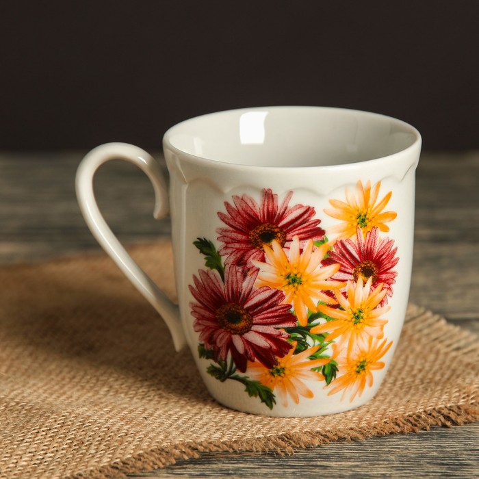 Кружка 250 мл "Корона", цветы, деколь, микс