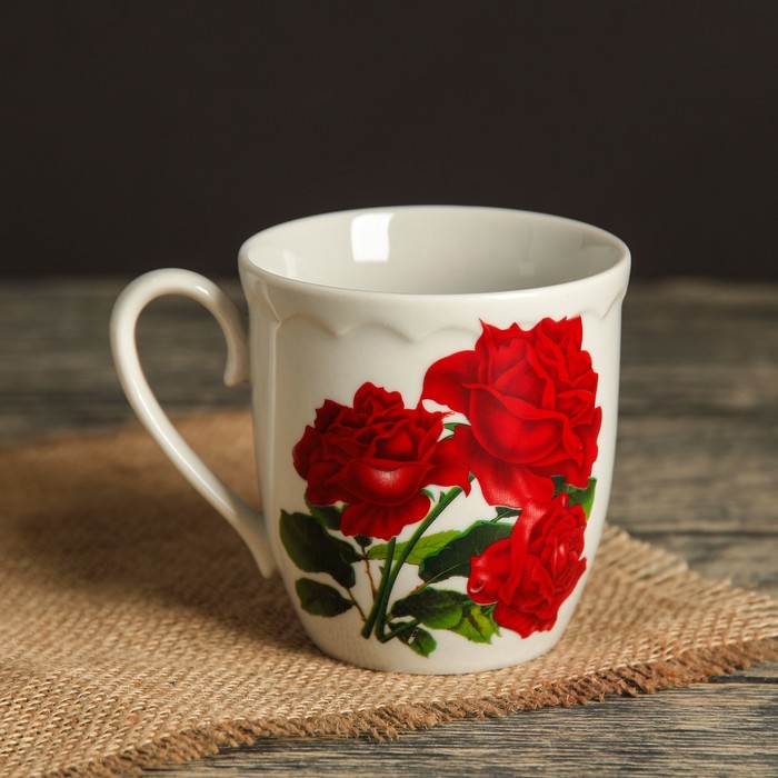 Кружка 250 мл "Корона", цветы, деколь, микс