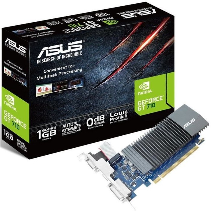 Видеокарта Asus GeForce GT 710 (GT710-SL-1GD5-BRK) 1G, 64bit, GDDR5, 902/5010, Ret