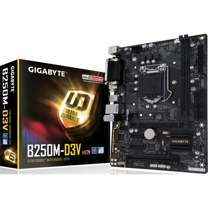 Материнская плата Gigabyte GA-B250M-D3V, Soc-1151, Intel B250, 2xDDR4, mATX, Ret