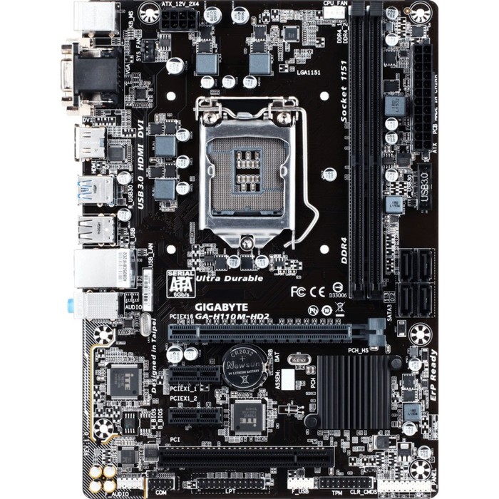 Материнская плата Gigabyte GA-H110M-HD2, Soc-1151, Intel H110, 2xDDR4, mATX, Ret