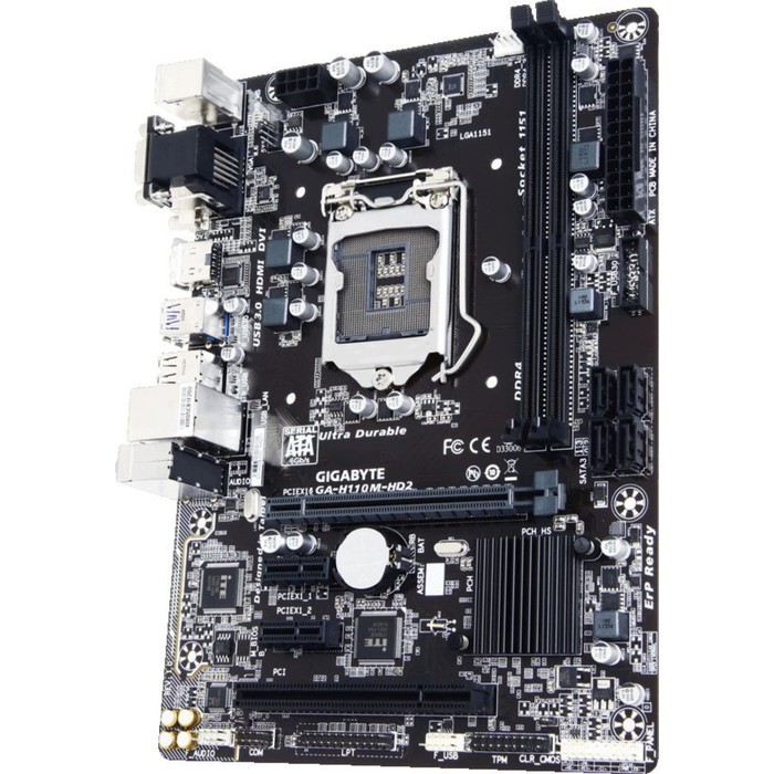 Материнская плата Gigabyte GA-H110M-HD2, Soc-1151, Intel H110, 2xDDR4, mATX, Ret