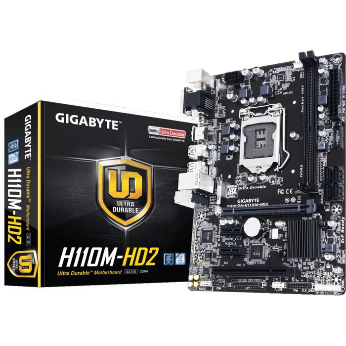 Материнская плата Gigabyte GA-H110M-HD2, Soc-1151, Intel H110, 2xDDR4, mATX, Ret