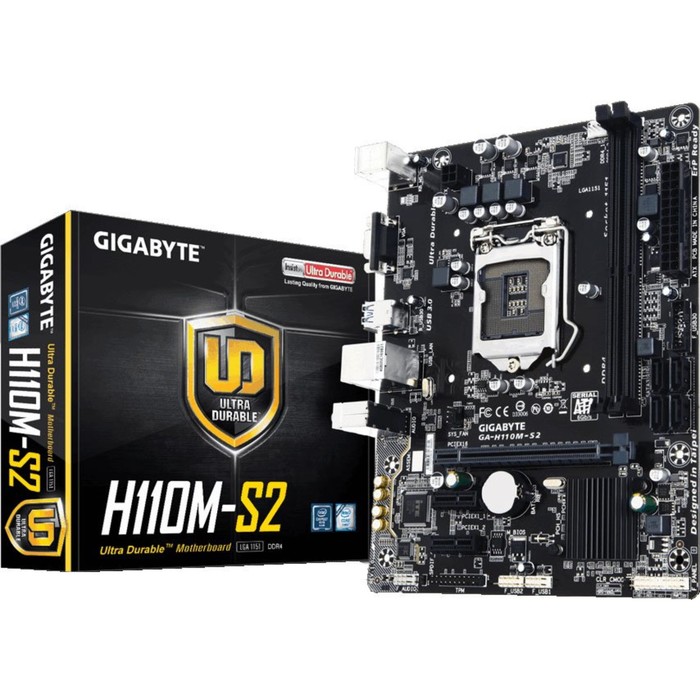 Материнская плата Gigabyte GA-H110M-S2, Soc-1151, Intel H110, 2xDDR4, mATX, Ret