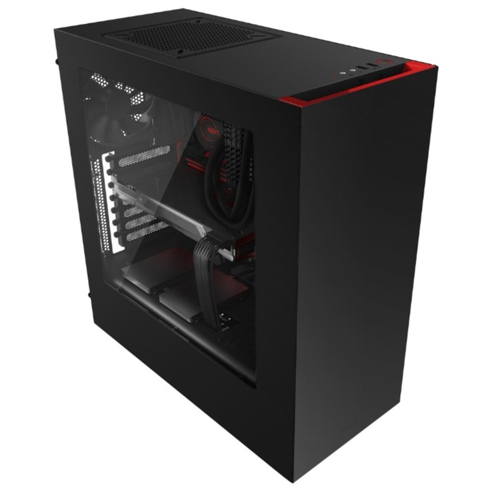 Корпус NZXT S340, без БП, ATX, черно-красный