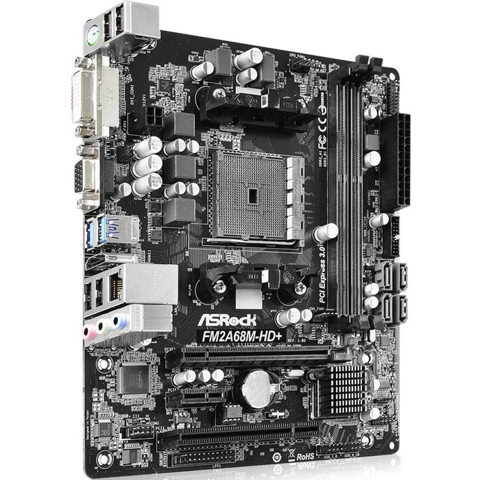 Материнская плата Asrock FM2A68M-HD+, Soc-FM2+, AMD A68H, 2xDDR3, mATX, Ret