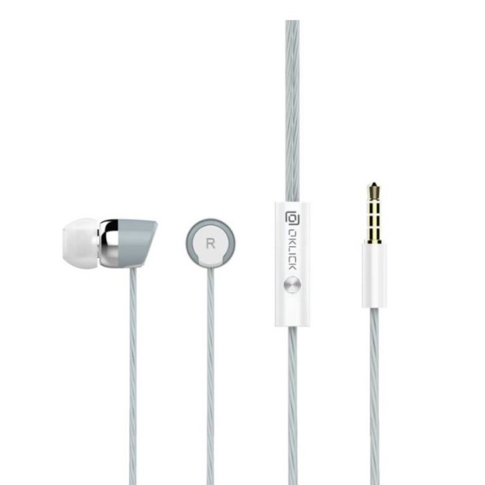 Гарнитура Oklick HS-S-230, вкладыши, в ушной раковине, провод 1.2 м, серая
