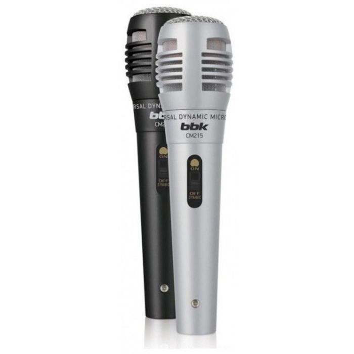 Микрофон проводной BBK CM215, 2.5 м, динамический, вокальный, черный/серебристый