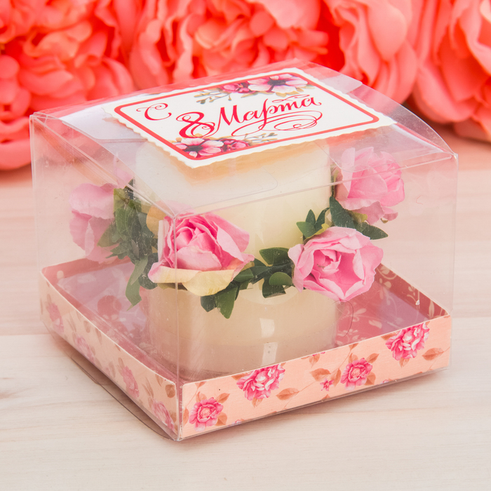 Подарочная свеча "С 8 марта!", 7 х 7 см