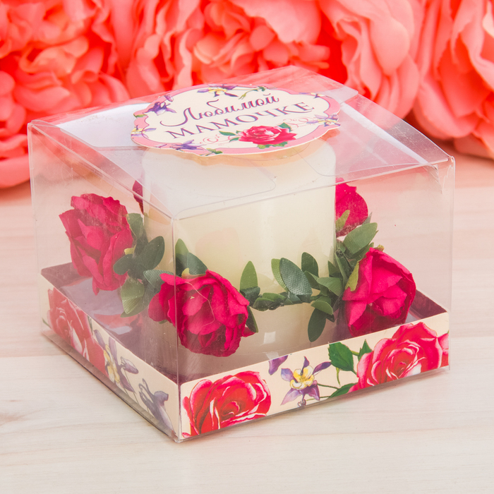 Подарочная свеча "Любимой мамочке", 7 х 7 см