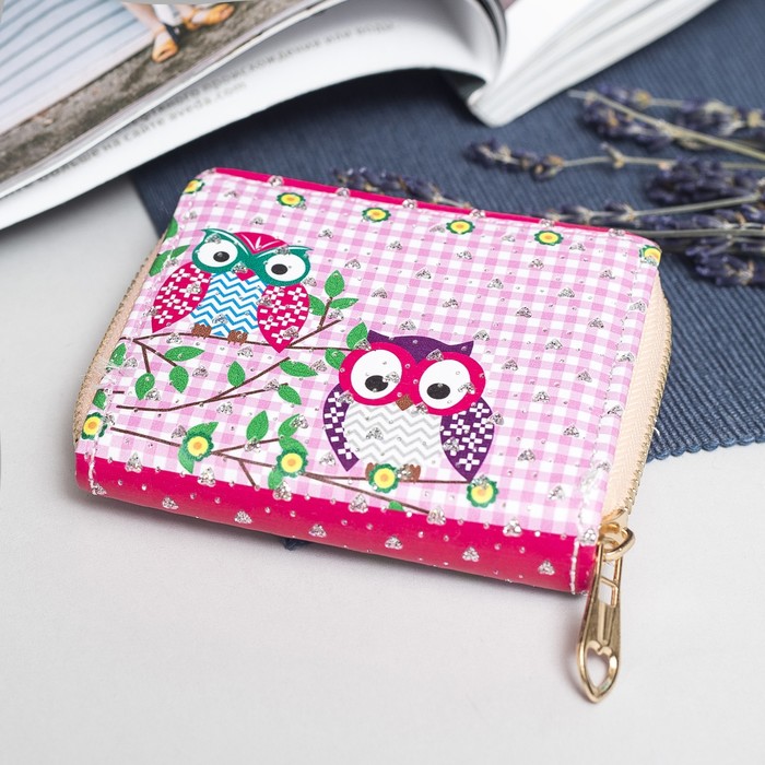 Кошелёк женский, 2 отдела на молнии, для монет, для карт, цвет малиновый