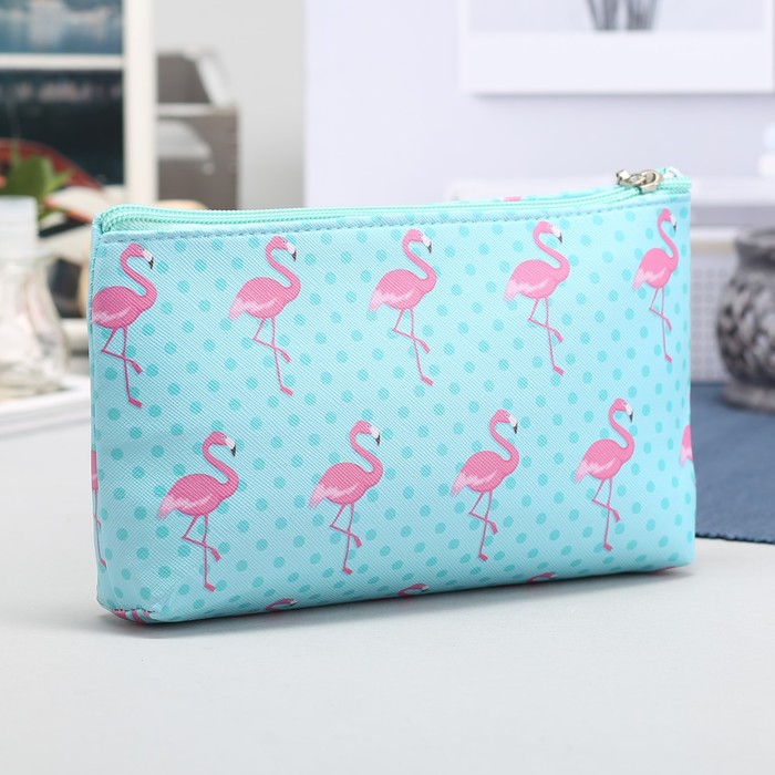 Косметичка простая «Фламинго» , отдел на молнии, мятный