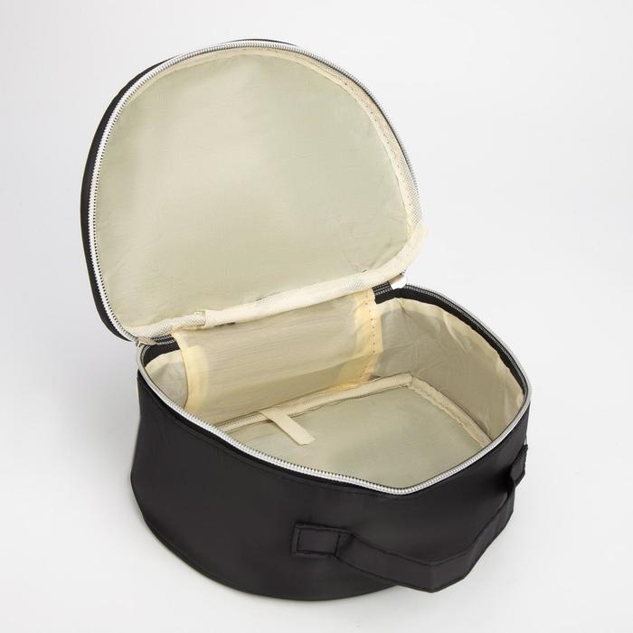 Косметичка-сундучок, отдел на молнии, зеркало, цвет чёрный