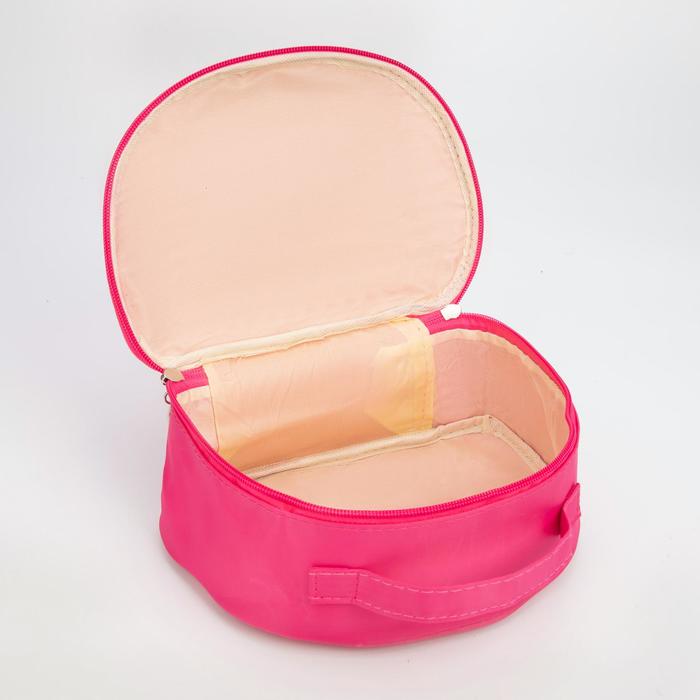 Косметичка-сундучок, отдел на молнии, зеркало, цвет розовый
