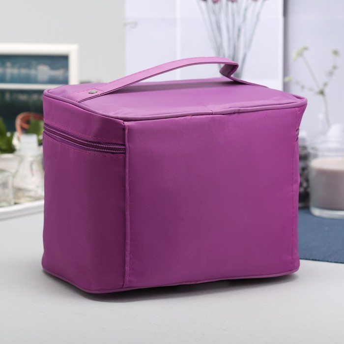 Косметичка-сундучок, отдел на молнии, зеркало, цвет фиолетовый