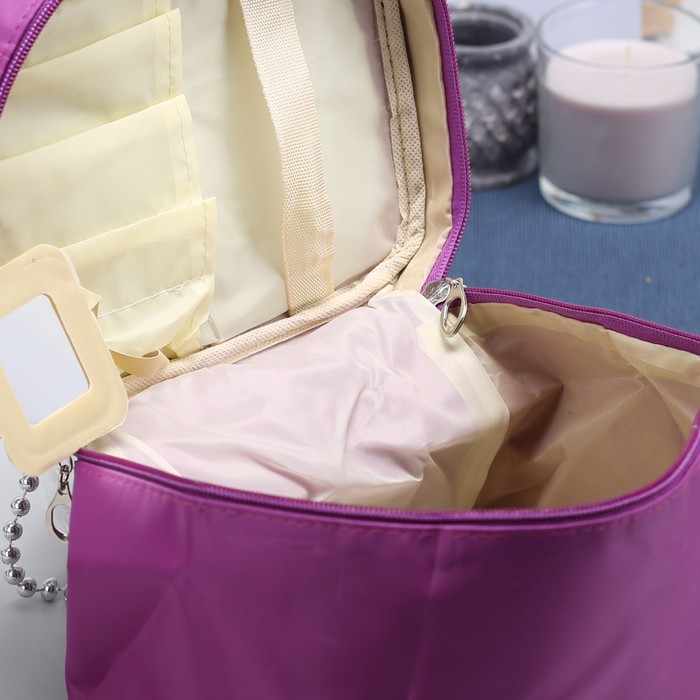 Косметичка-сундучок, отдел на молнии, зеркало, цвет фиолетовый