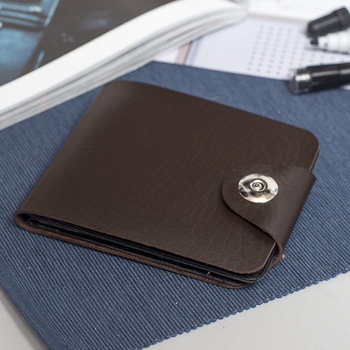 Портмоне мужское, 2 отдела, для карт, на магните, цвет кофе