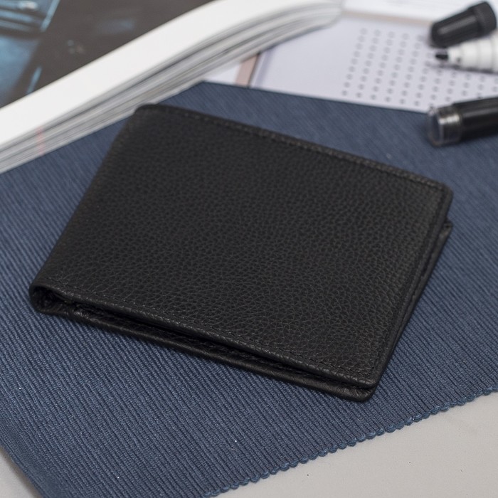 Кошелёк мужской, 3 отдела, для карт, для монет, цвет чёрный