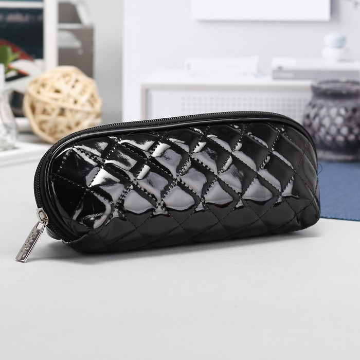 Косметичка-футляр, отдел на молнии, цвет чёрный