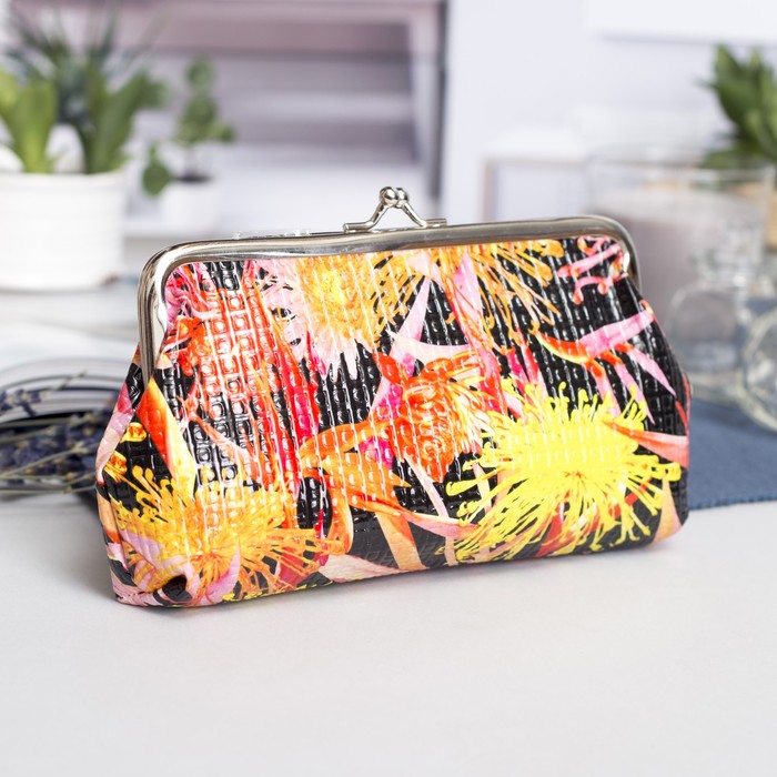 Косметичка-фермуар, отдел на рамке, цвет розовый