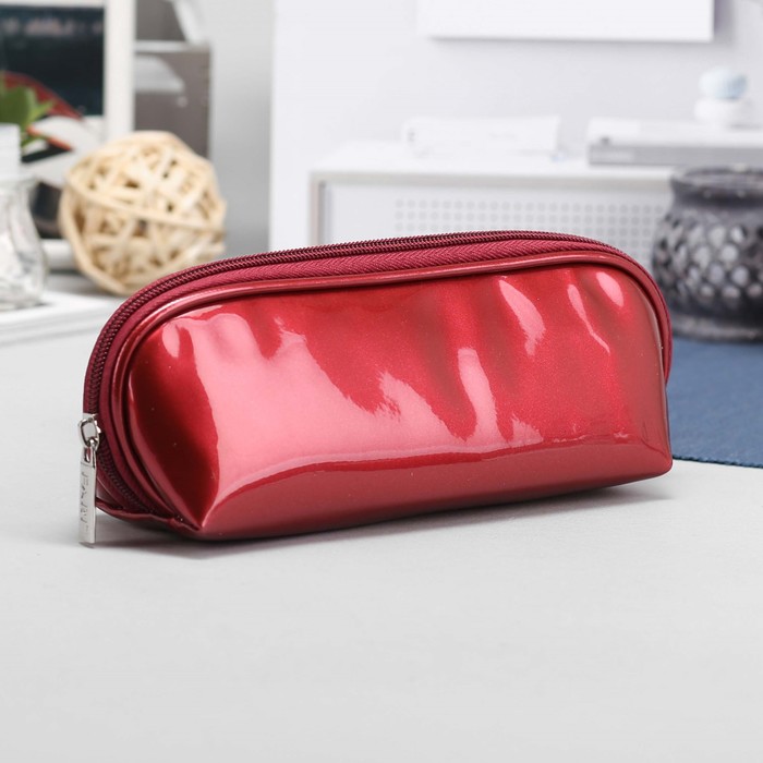 Косметичка-футляр, отдел на молнии, цвет красный