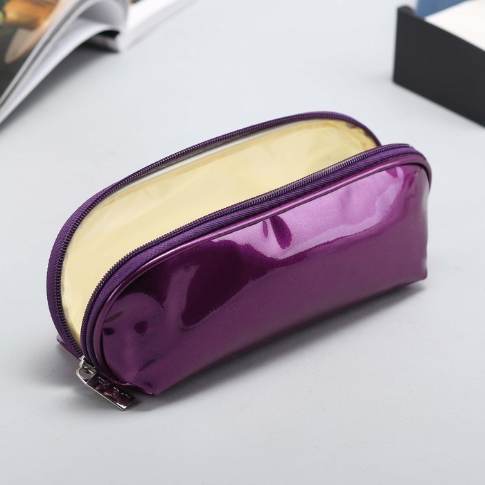 Косметичка-футляр, отдел на молнии, цвет фиолетовый