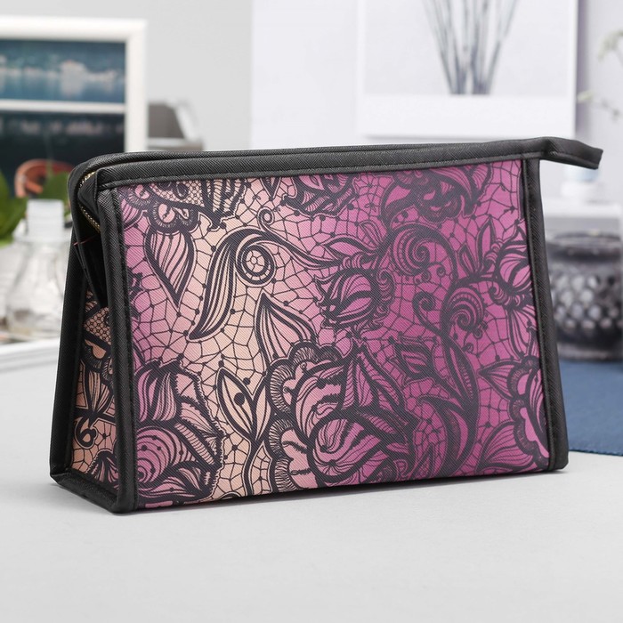 Косметичка «Ажур», отдел на молнии, цвет розовый