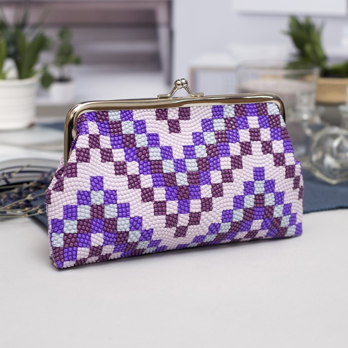 Косметичка-фермуар, отдел на рамке, цвет фиолетовый