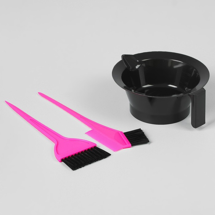 Набор для окрашивания, 3 предмета, цвет чёрный/розовый набор маникюрно косметический 3 предмета цвет чёрный