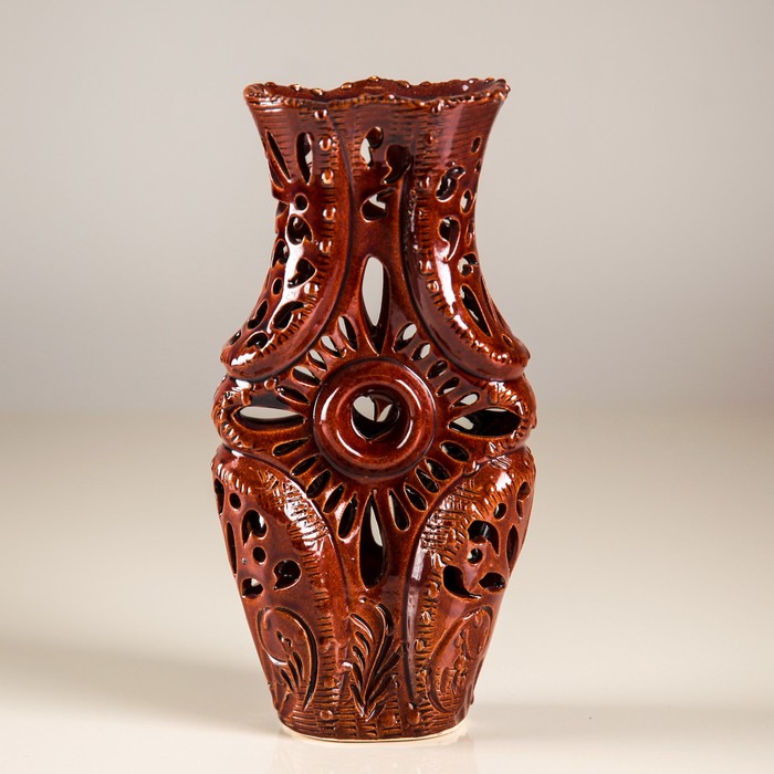 Ваза малая "Альфа" коричневая, резка