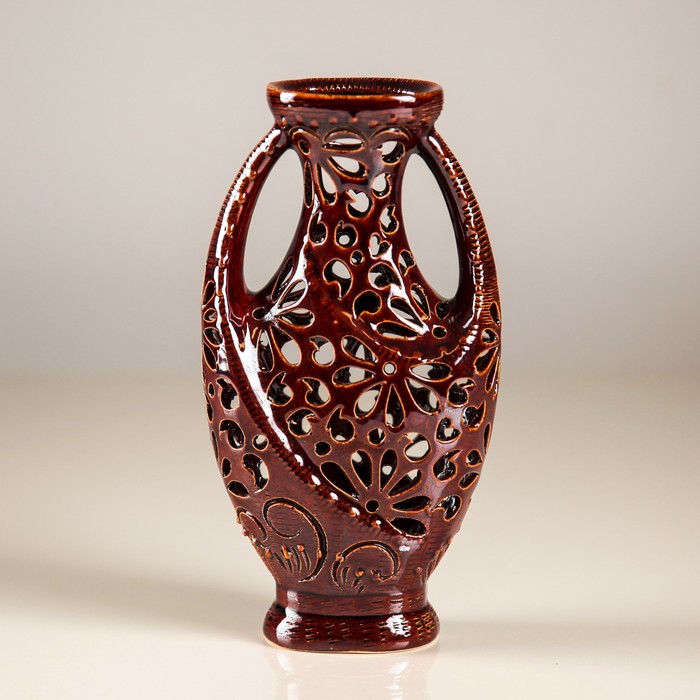 Ваза малая "Муза" коричневая, резка