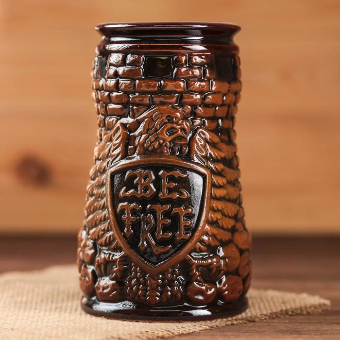 фото Кружка для пива 0,7 л "орёл", коричневая керамика ручной работы