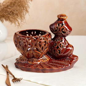 

Конфетница "Лягушка", коричневая, сквозная резка, керамика, 22 см