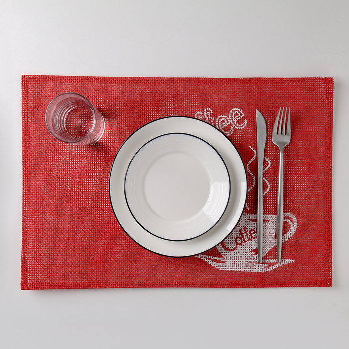 Салфетка кухонная "Кофе" 45х30 см, цвет красный