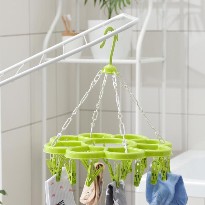 Сушилка для белья подвесная "Цветок", 20 прищепок, 30х30 см, цвета МИКС