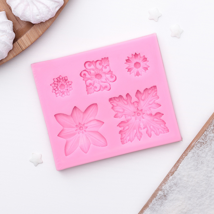 Молд 7,5х8,1х1 см "Гербарий", цвет розовый