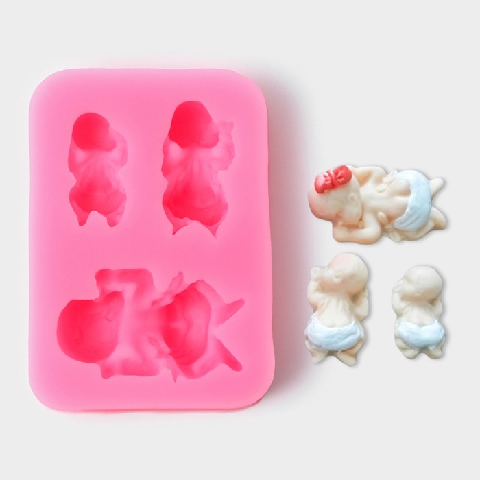 Молд силиконовый «Три малыша», 7,5×5×1,5 см, цвет МИКС