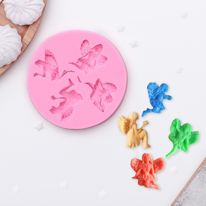 Молд 9,6х1,5 см "Четыре феи", цвет розовый