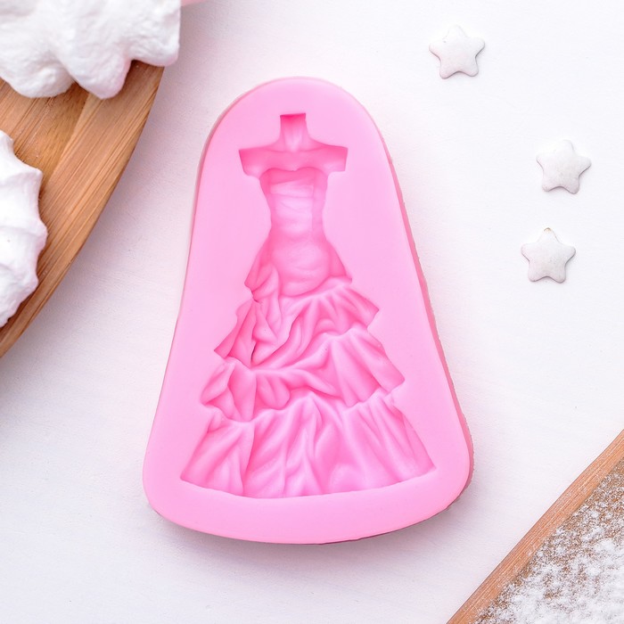 Молд 7,5х5,3х1 см "Бальное платье", цвет розовый