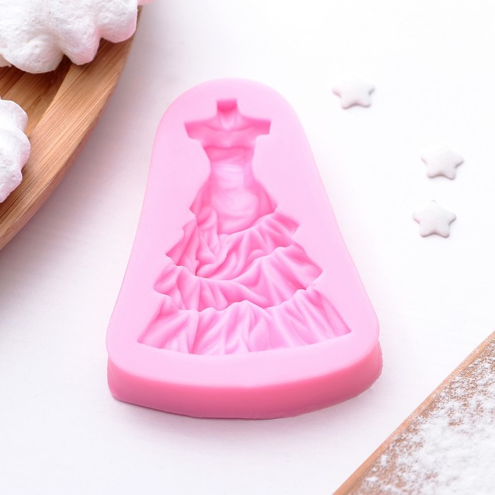 Молд 7,5х5,3х1 см "Бальное платье", цвет розовый