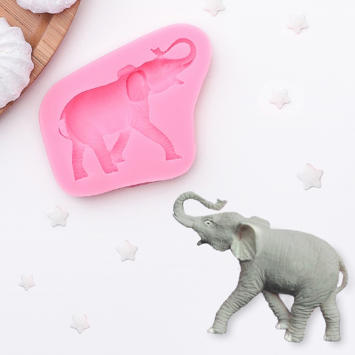 Молд 6,3х8х1,5 см "Слон", цвет розовый