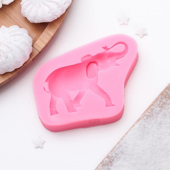 Молд 6,3х8х1,5 см "Слон", цвет розовый