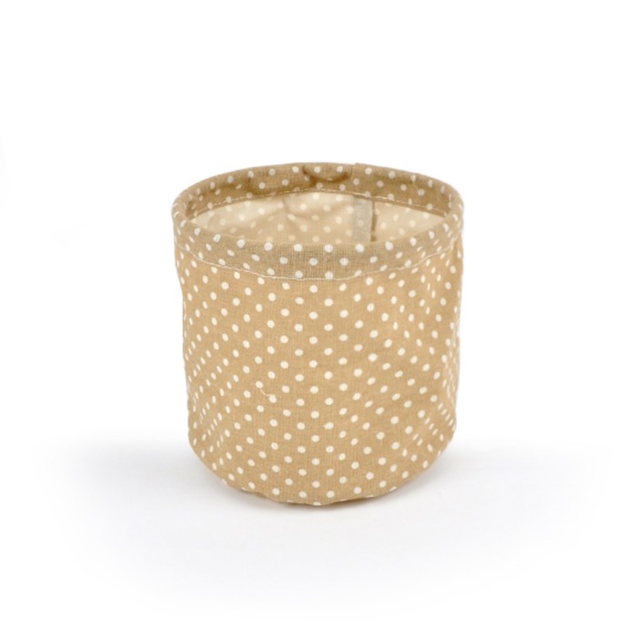 Кашпо из ткани "Горох", бежевое, 15 x 15 см