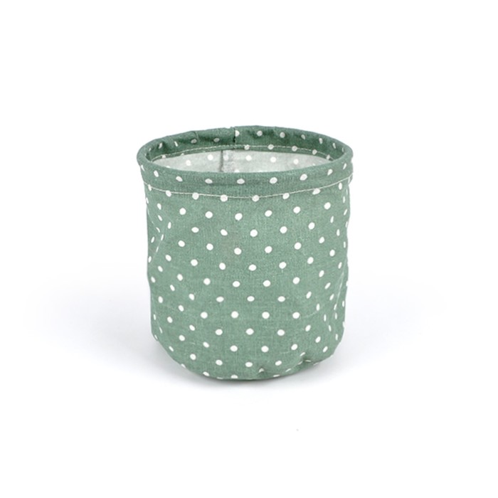 Кашпо из ткани "Горох", зелёное, 15 x 15 см