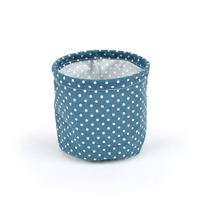 Кашпо из ткани "Горох", синее, 15 x 15 см